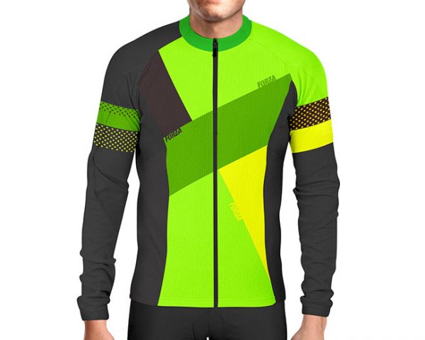 camiseta-ciclismo-hombre-manga-larga-neon-frente